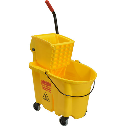 RBMDFG758088YEL Rubbermaid 35qt wavebrake mop combo yellow bucket & wringer